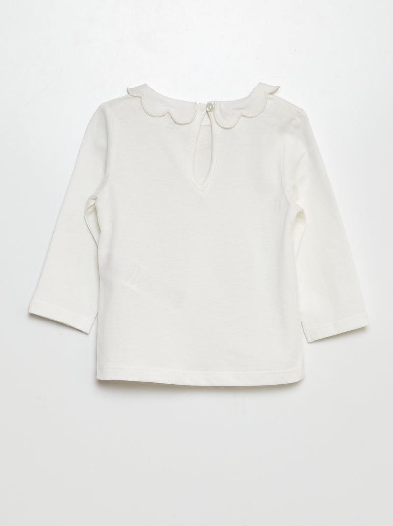 T-shirt avec collerette Blanc - Kiabi