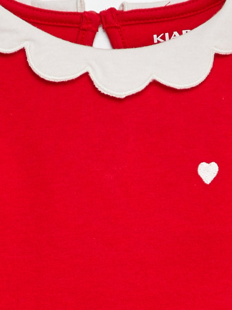 T-shirt avec collerette Rouge - Kiabi