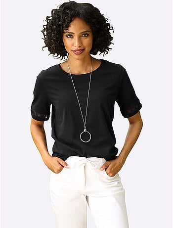 T-shirt Avec Décoration Crochetée - Taille Standard - Helline