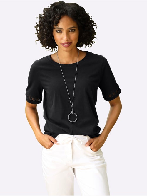 T-shirt Avec Décoration Crochetée - Taille Standard - helline - Kiabi