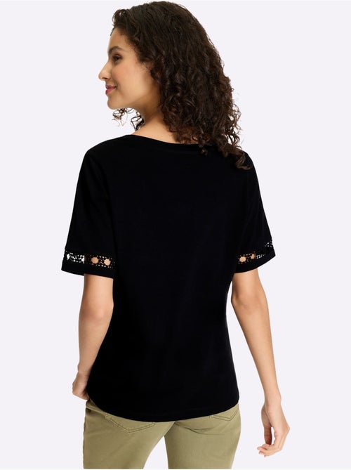 T-shirt Avec Décoration Crochetée - Taille Standard - helline - Kiabi