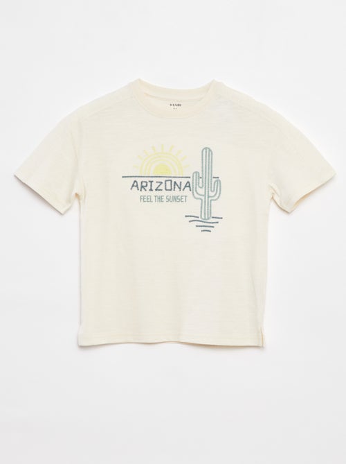 T-shirt avec découpes fantaisies et broderies - Kiabi
