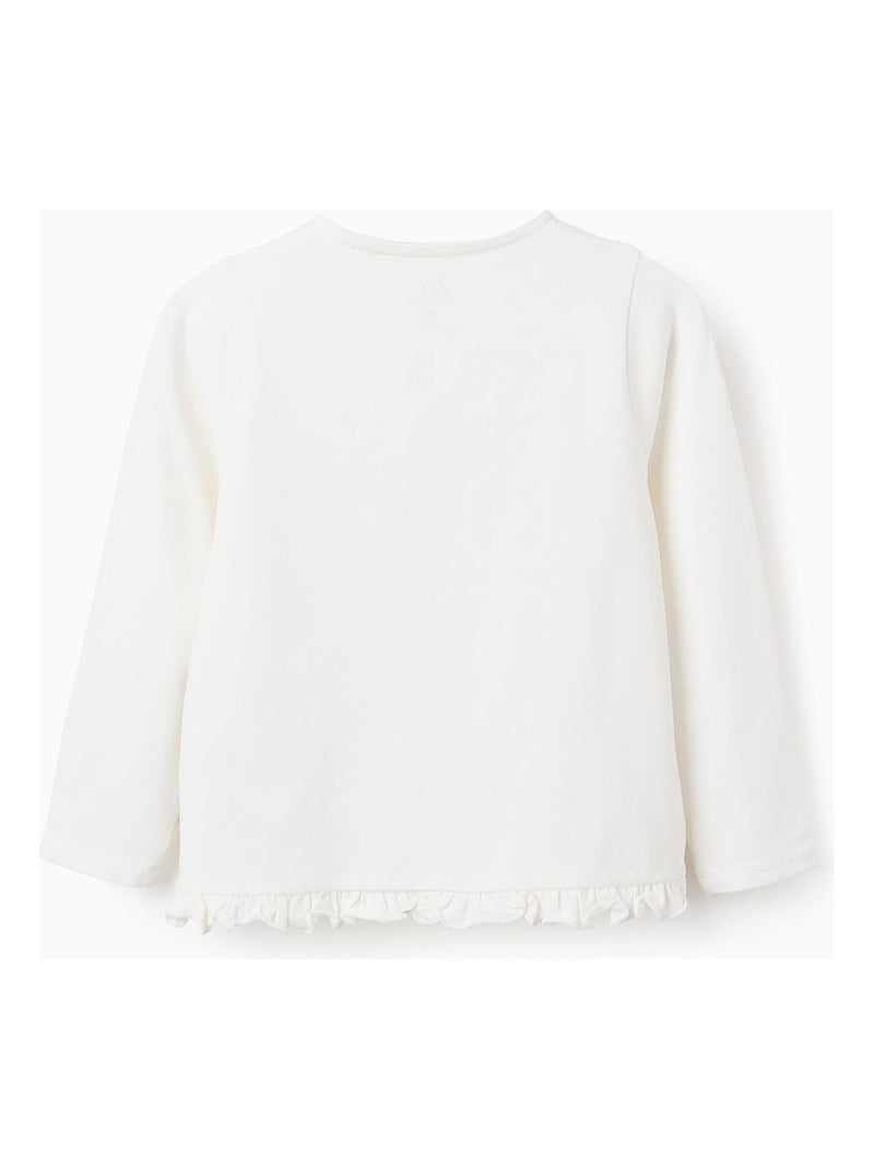 T-shirt avec des volants, avec des fleurs en 3D NOVEAUX NATURE Blanc - Kiabi