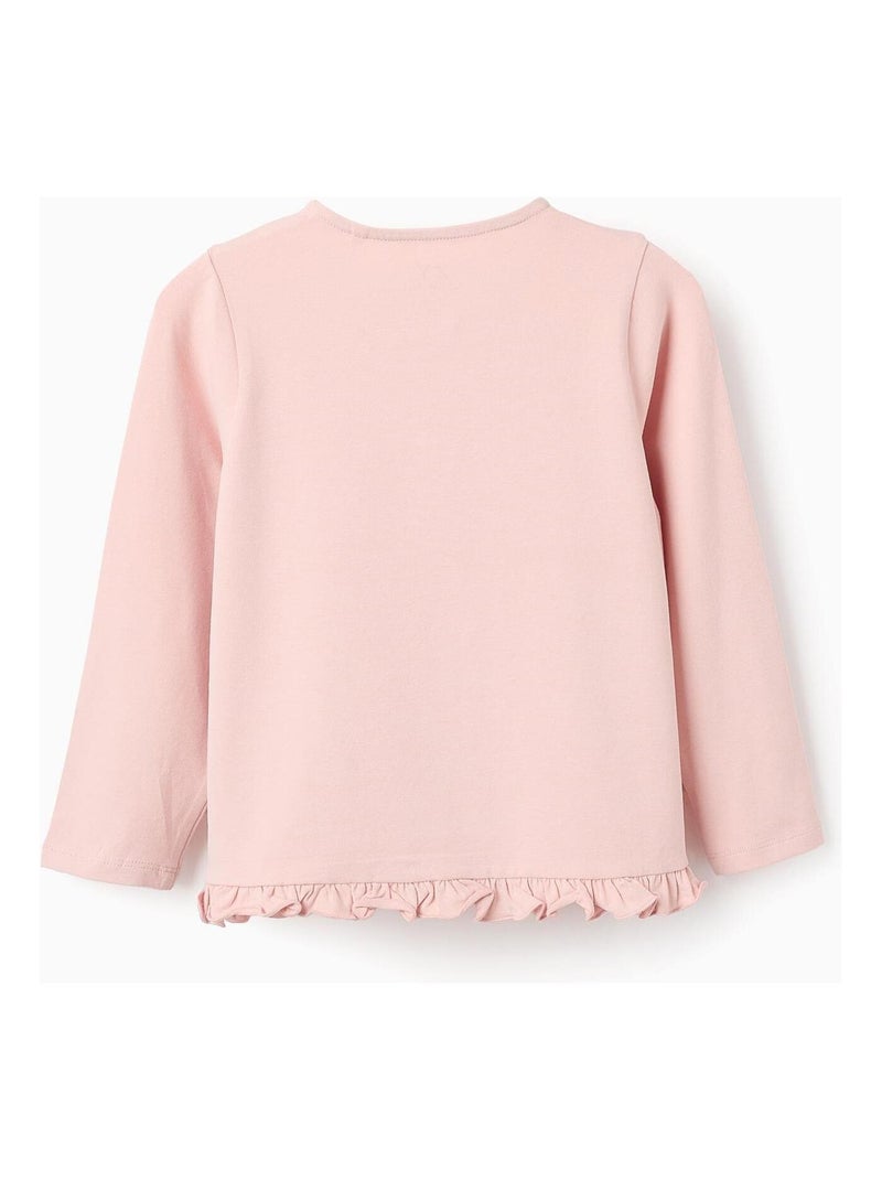 T-shirt avec des volants, avec des fleurs en 3D NOVEAUX NATURE Rose clair - Kiabi