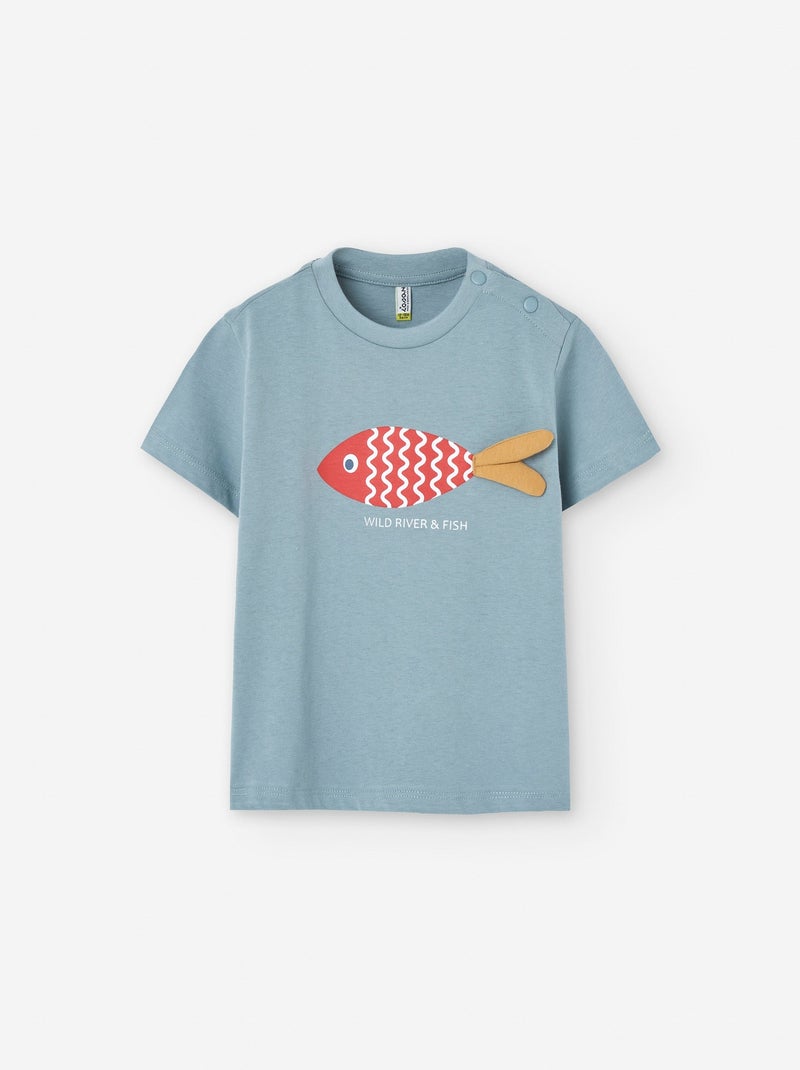 T-shirt avec Détail 3D Gris - Kiabi