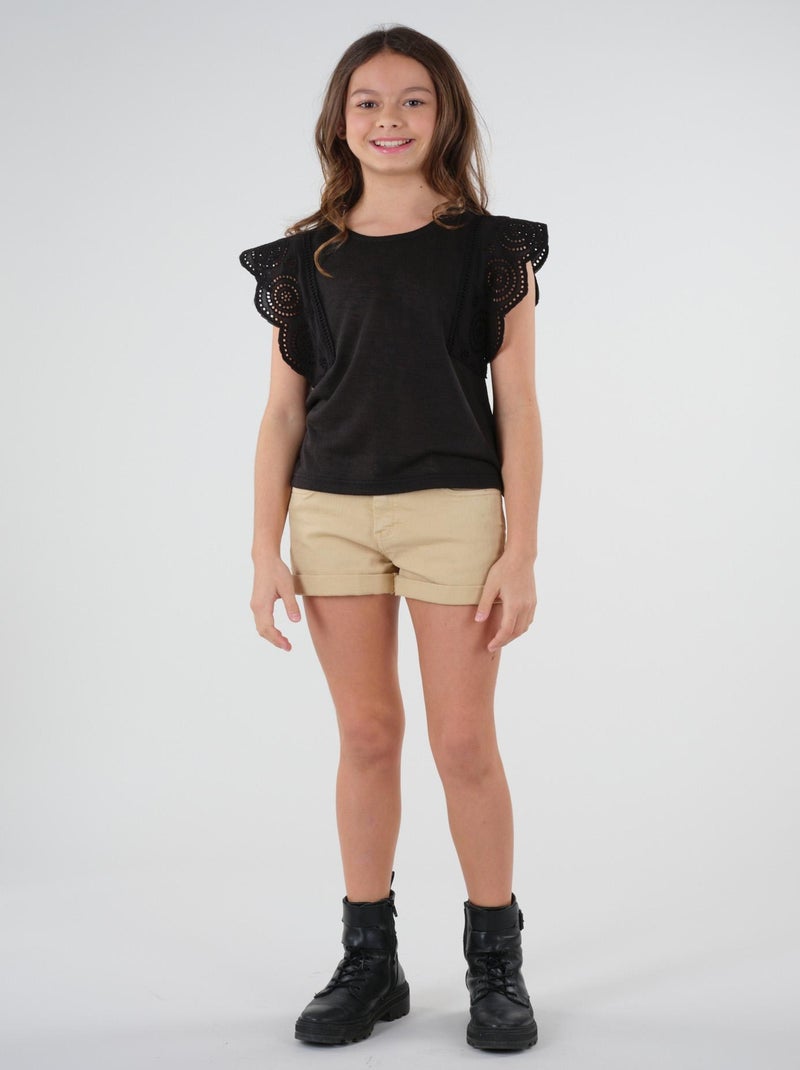 T-shirt avec détails dentelle 'Deeluxe' Noir - Kiabi