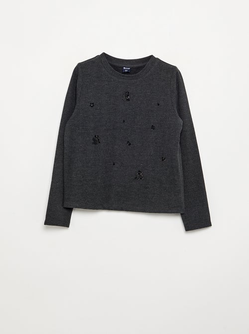 T-shirt avec détails en perles - Kiabi