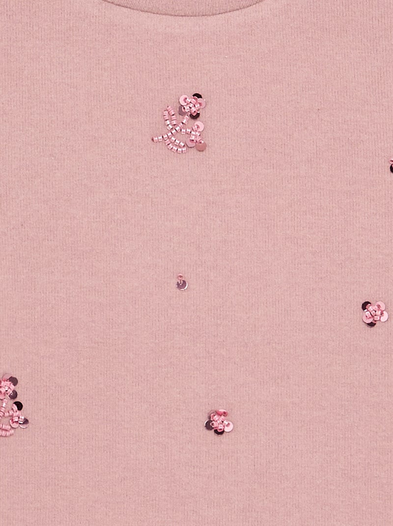 T-shirt avec détails en perles Rose - Kiabi