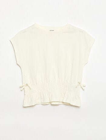 T-shirt avec empiècement smocks et nœuds à la taille