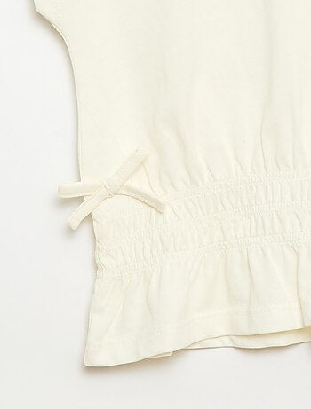 T-shirt avec empiècement smocks et nœuds à la taille