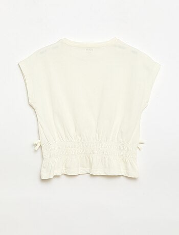 T-shirt avec empiècement smocks et nœuds à la taille