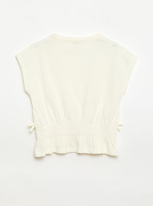 T-shirt avec empiècement smocks et nœuds à la taille - Kiabi