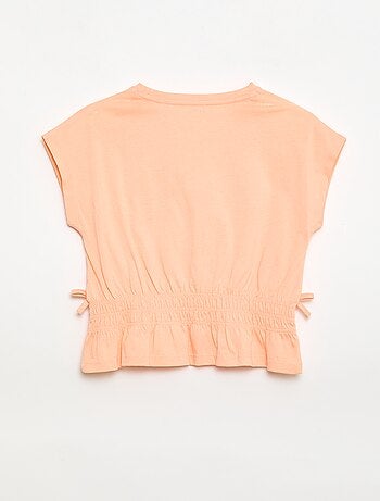 T-shirt avec empiècement smocks et nœuds à la taille