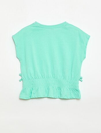T-shirt avec empiècement smocks et nœuds à la taille
