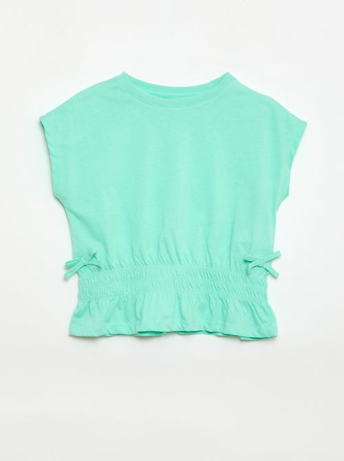 T-shirt avec empiècement smocks et nœuds à la taille - Kiabi