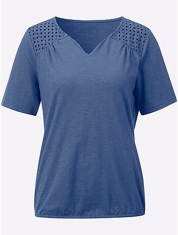 T-shirt avec encolure en cœur et empiècements en dentelle - Taille standard - Witt