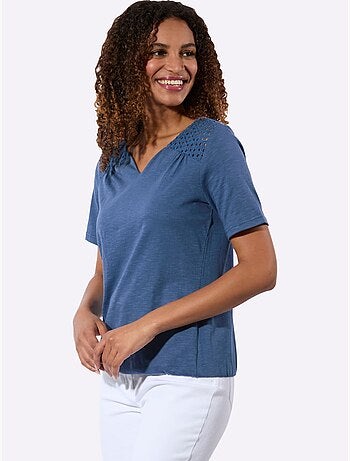 T-shirt avec encolure en cœur et empiècements en dentelle - Taille standard - Witt