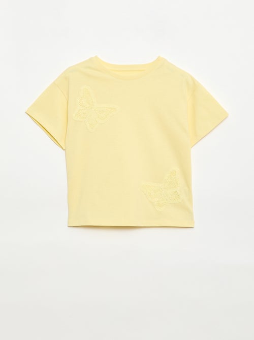 T-shirt avec fleurs en macramé - Kiabi
