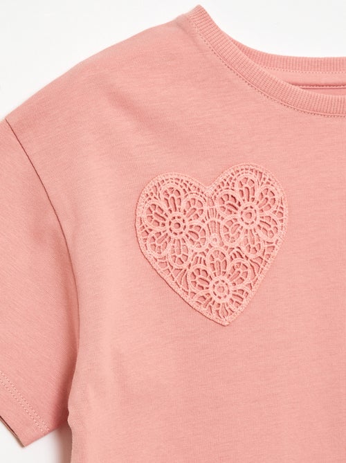 T-shirt avec fleurs en macramé - Kiabi