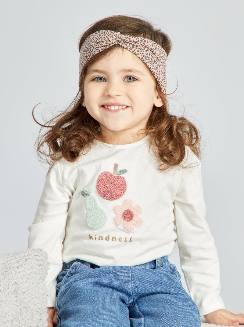 T-shirt avec 'fruits' en maille bouclette Blanc - Kiabi