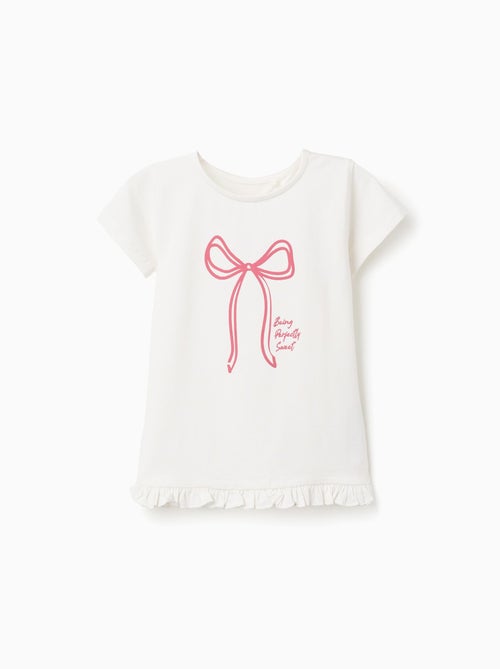 T-Shirt avec Gâteau Imprimé et Volants à la Base - Kiabi