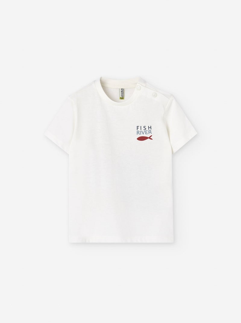 T-shirt avec Imprimé Blanc Ecru - Kiabi
