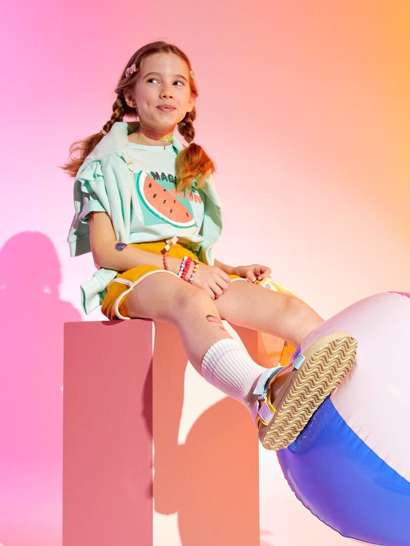 T-shirt avec imprimé Bleu - Kiabi