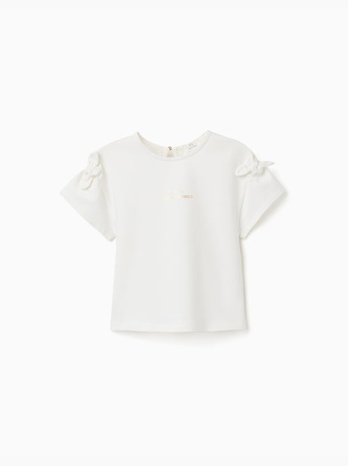 T-shirt avec imprimé et nœuds décoratifs - Kiabi