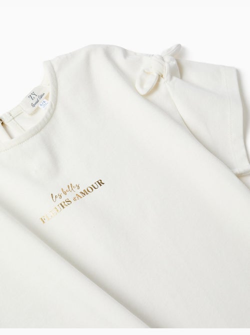 T-shirt avec imprimé et nœuds décoratifs - Kiabi