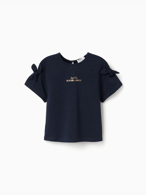 T-shirt avec imprimé et nœuds décoratifs - Kiabi