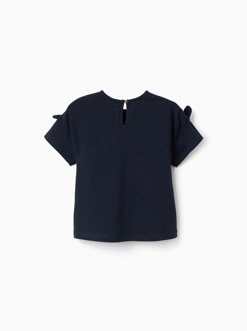 T-shirt avec imprimé et nœuds décoratifs Bleu Bleu - Kiabi
