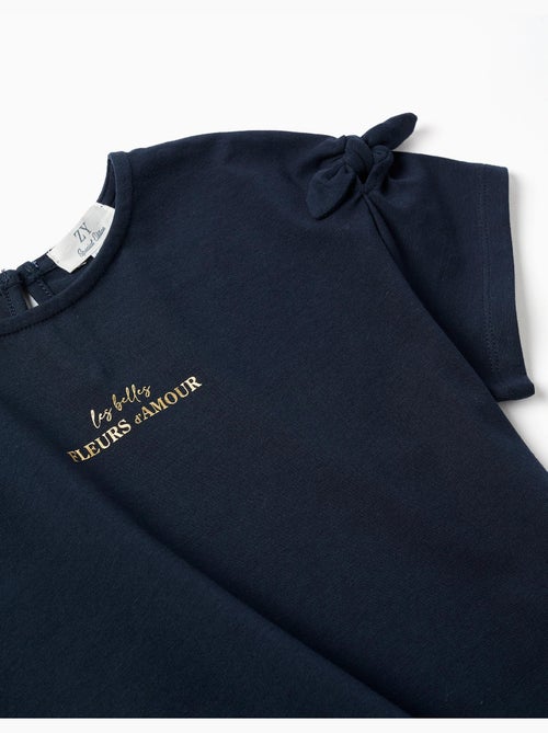T-shirt avec imprimé et nœuds décoratifs - Kiabi