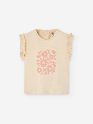 T-Shirt avec Imprimé et Volants