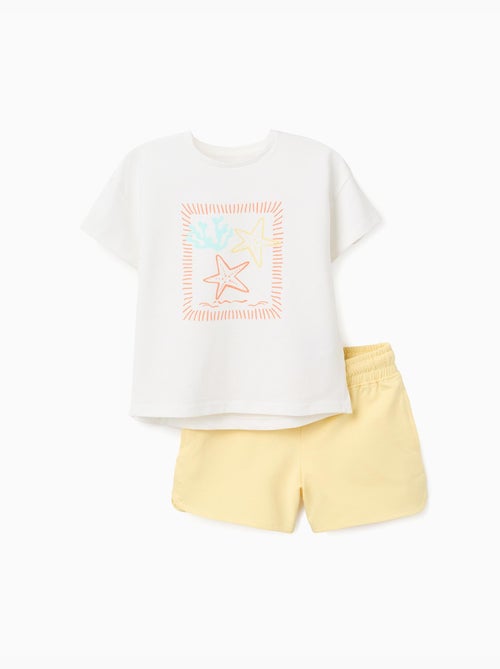T-shirt avec imprimé étoile de mer + short en coton - Kiabi