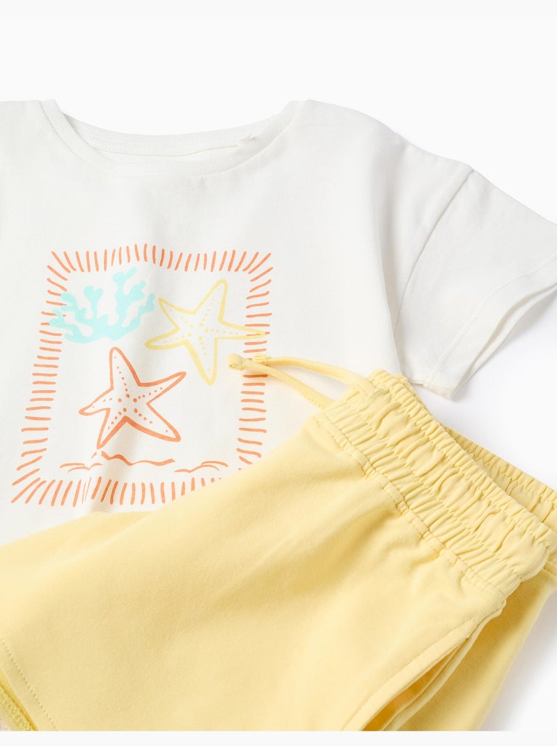 T-shirt avec imprimé étoile de mer + short en coton Jaune clair - Kiabi