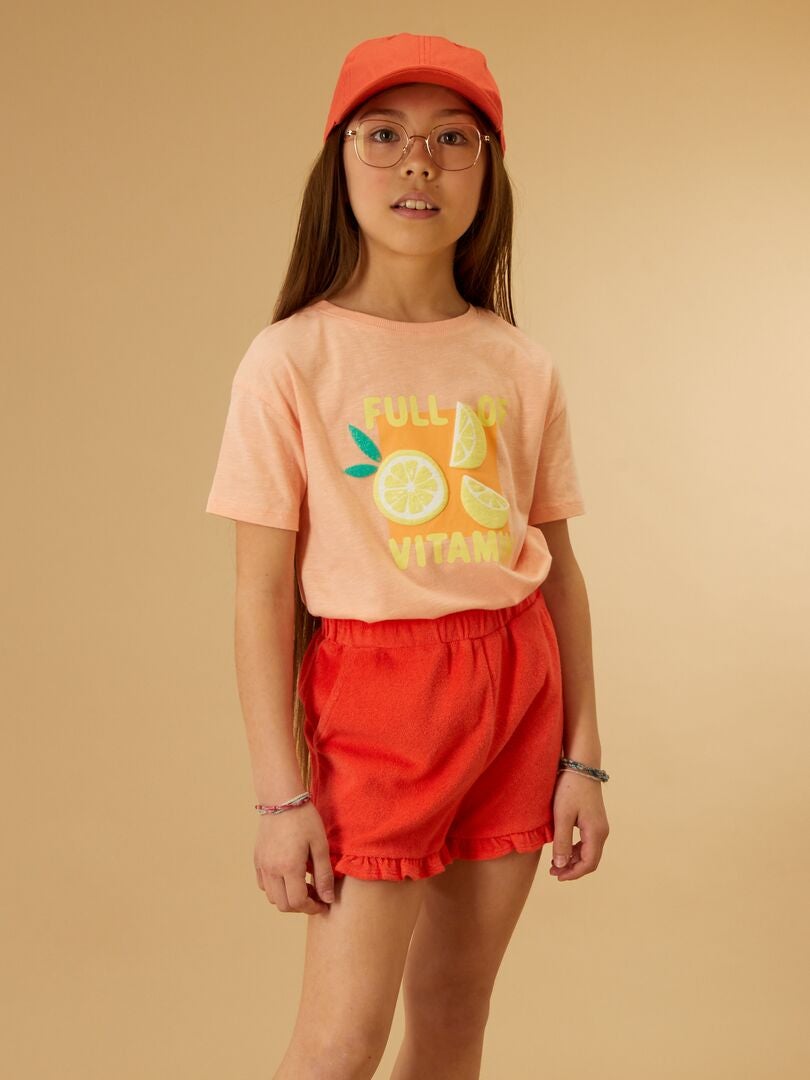 T-shirt avec imprimé Orange - Kiabi