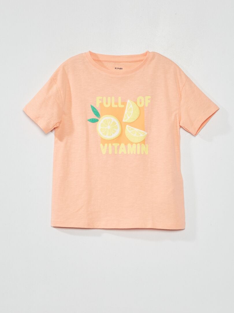 T-shirt avec imprimé Orange - Kiabi