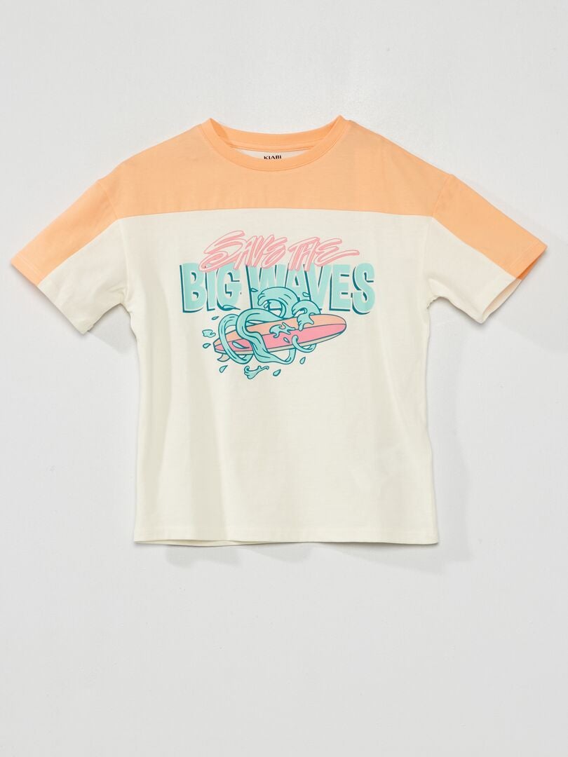 T-shirt avec imprimé Orange/blanc/bleu - Kiabi