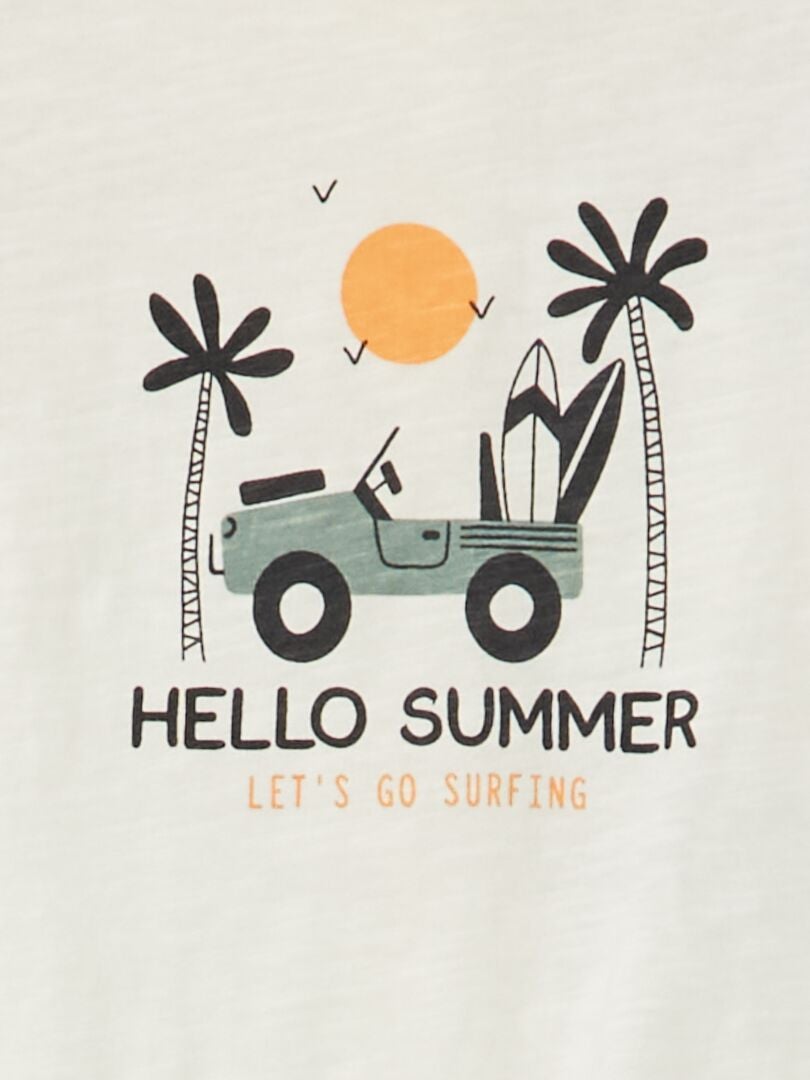 T-shirt avec imprimé placé devant Blanc/orange - Kiabi