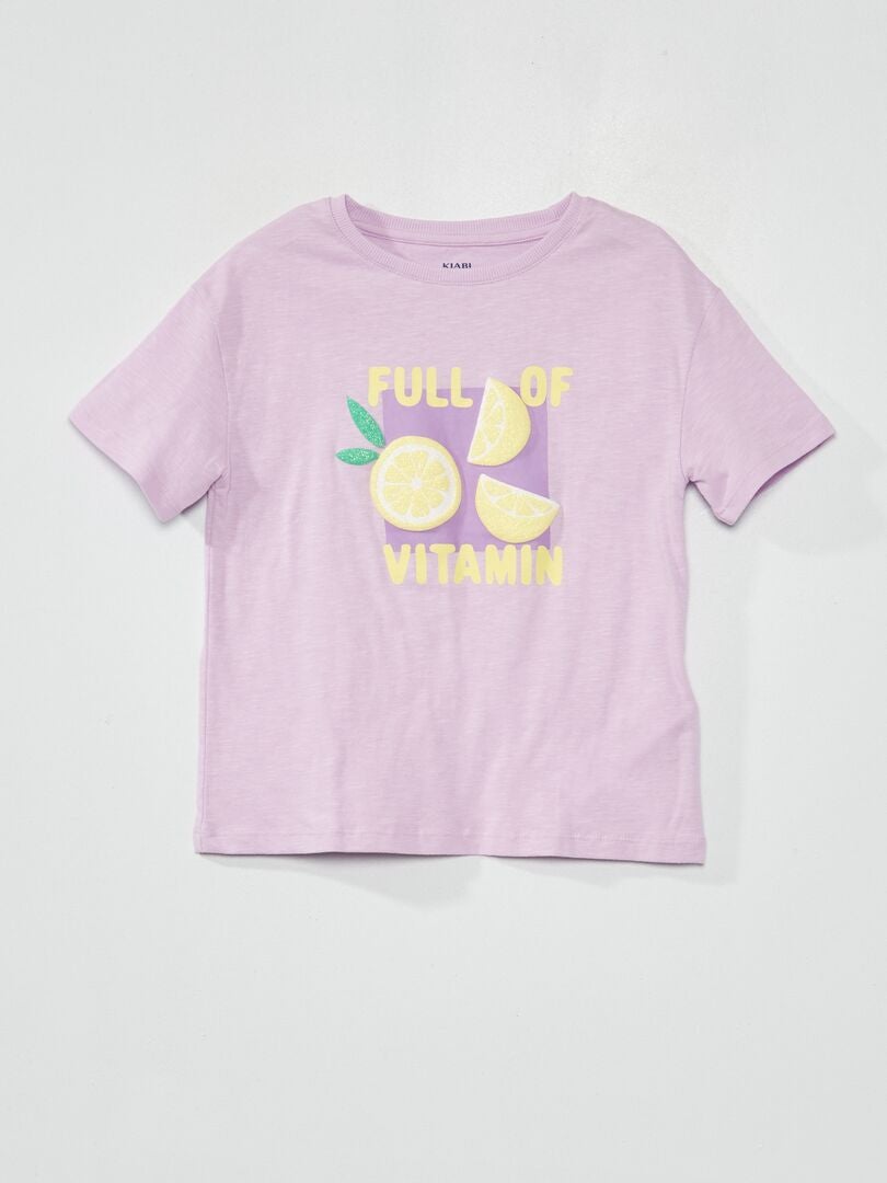 T-shirt avec imprimé Violet/jaune - Kiabi