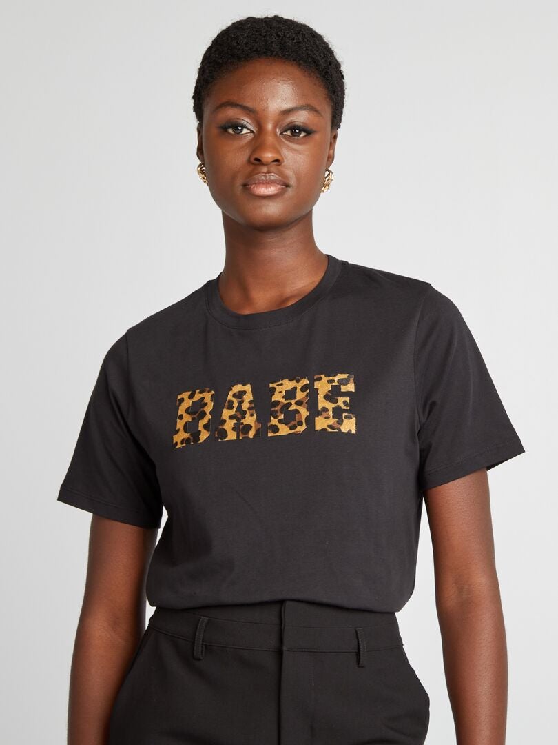 T shirt avec inscription BABE Noir Kiabi 12.00