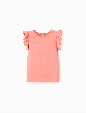 T-shirt avec manches à volants et col