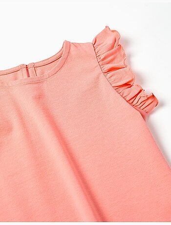T-shirt avec manches à volants et col