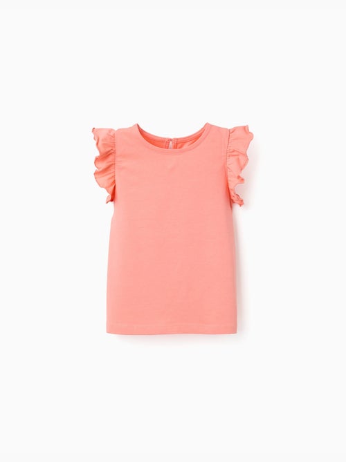 T-shirt avec manches à volants et col - Kiabi