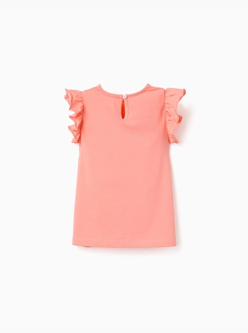 T-shirt avec manches à volants et col - Kiabi