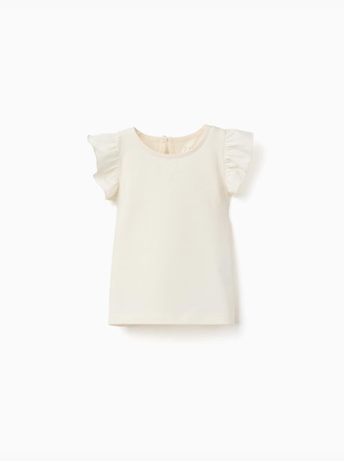 T-shirt avec manches à volants et col rond - Kiabi