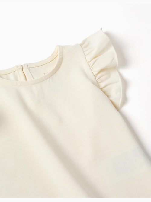 T-shirt avec manches à volants et col rond - Kiabi