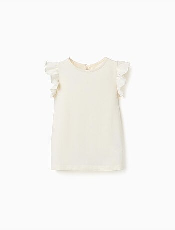 T-shirt avec manches à volants et col