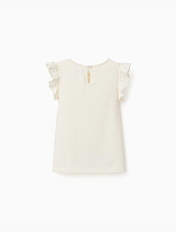 T-shirt avec manches à volants et col