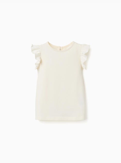 T-shirt avec manches à volants et col rond - Kiabi